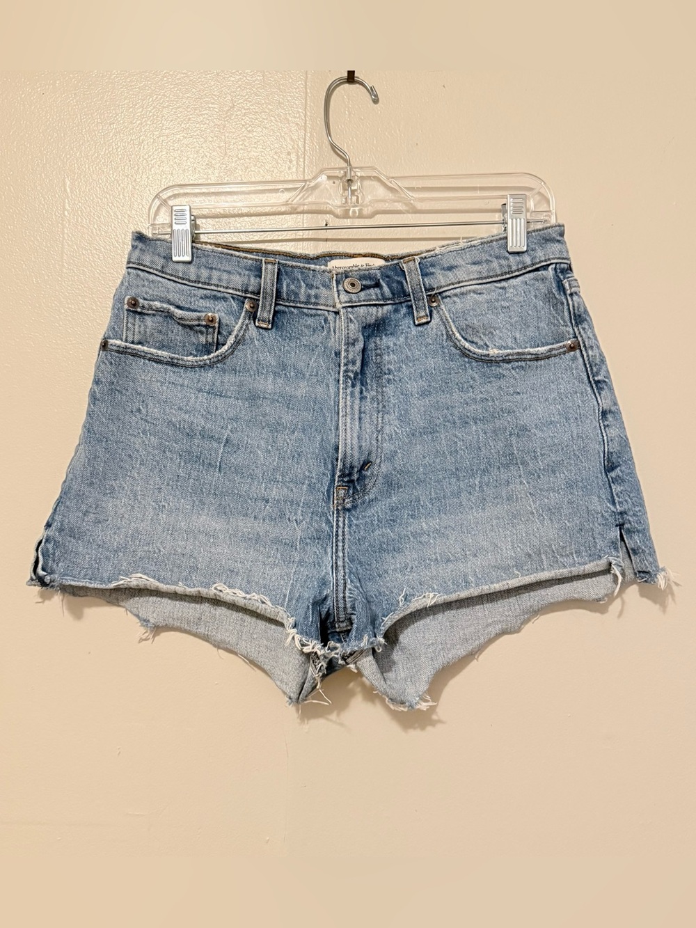 Abercrombie & Fitch Faded Blue High-Rise Denim Shorts